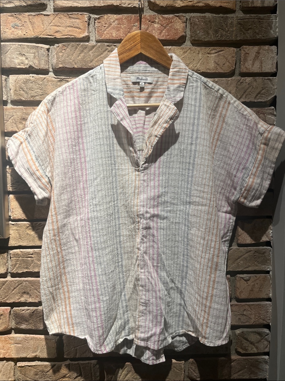 Madewell Striped Oversized Cotton Blouse/Tunic | Good Condition
